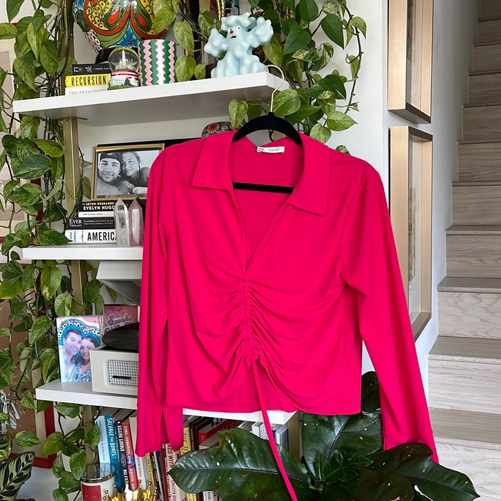 Zara tie cropped blouse